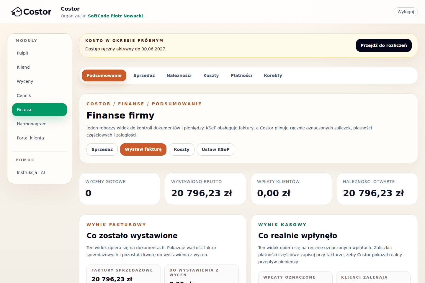Costor - Finanse